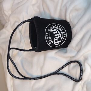 Victoria’s Secret Pink Black Coozie Drink Holder with Strap VACATION READY
